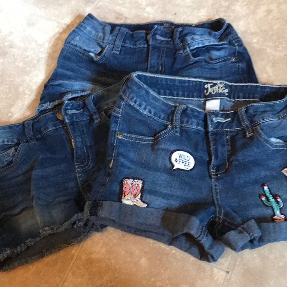 3 pairs girls size 10 Justice shorts